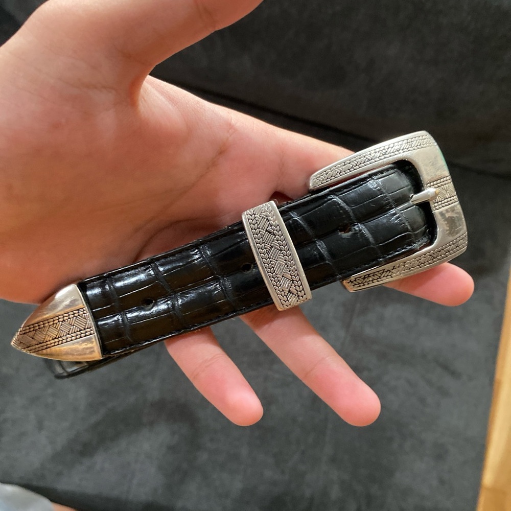 Tuttle Black Crocodile Skin Genuine Leather Belt